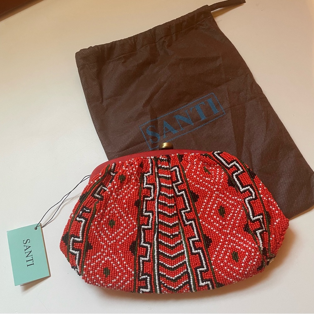 Santi Hand Beaded Clutch NWT
